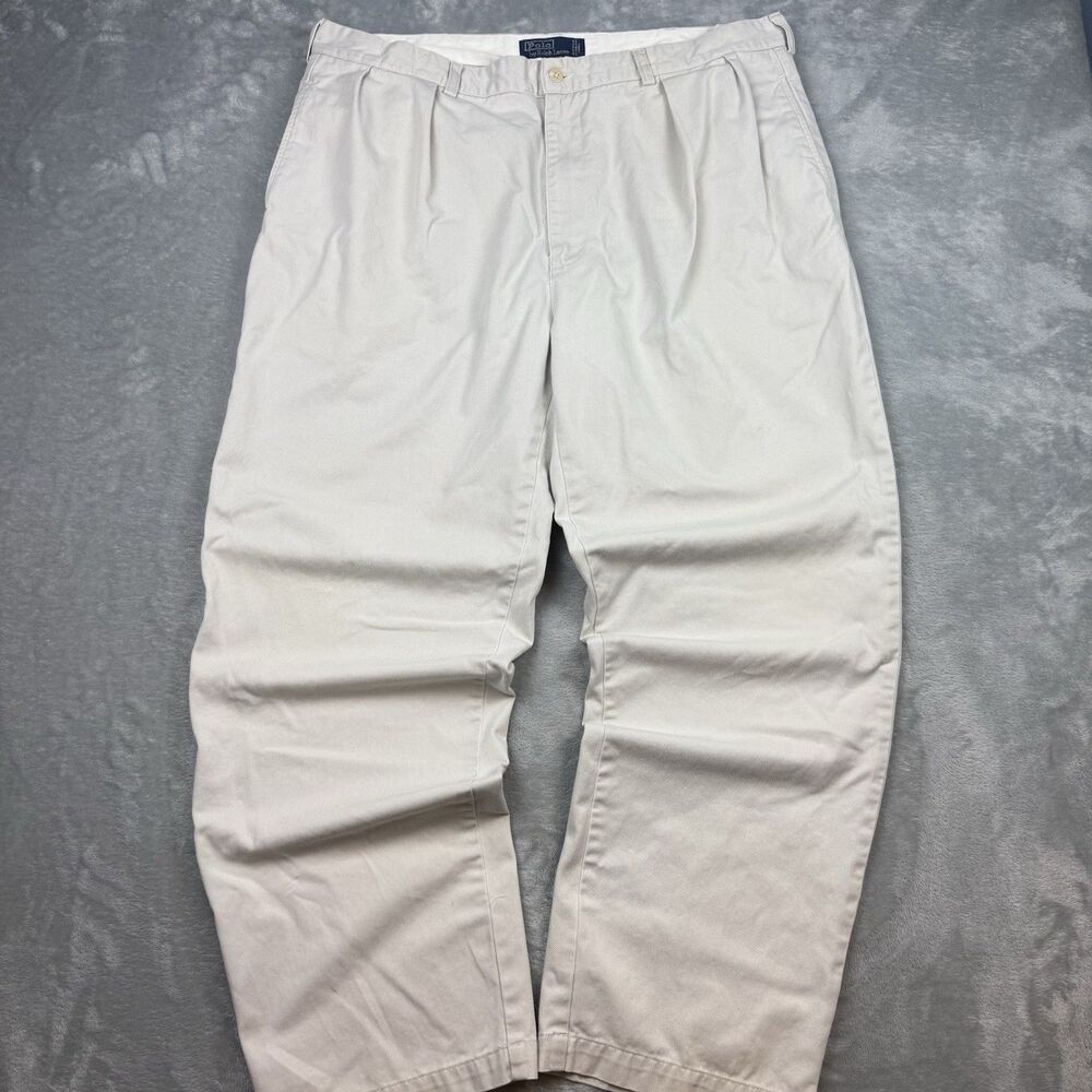 Vintage Polo Ralph Lauren Andrew Pant Chino Pants Men’s 42x32 White Pleated 90s